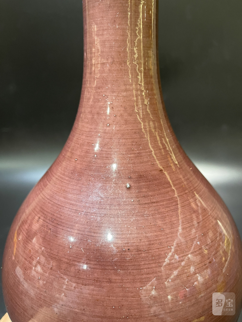 清道光 茄皮紫釉橄榄瓶 - 图7